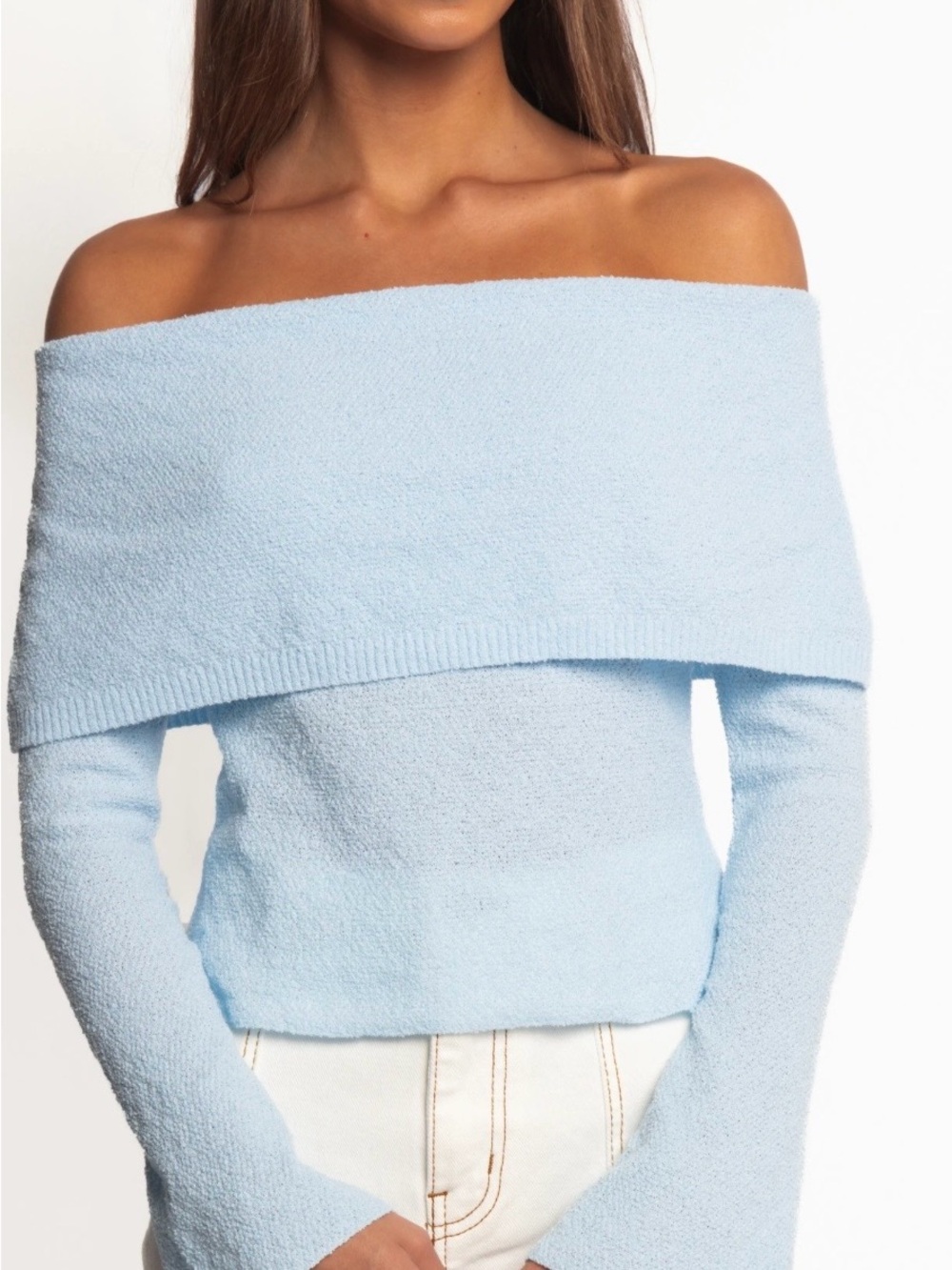 Petal & Pup off the shoulder sky blue top size s/m